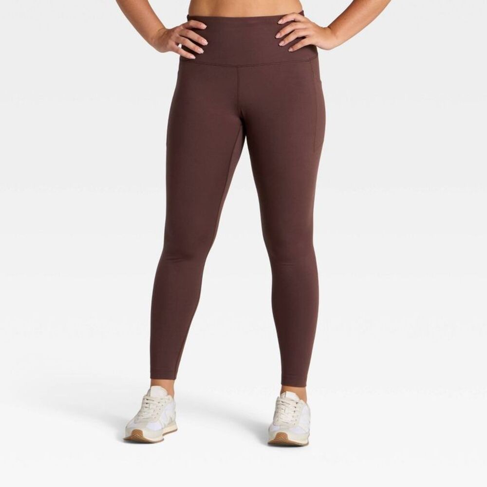 Women's High-Rise Fleece Lined Winter Leggings - All In Motion Brown XXL - Picture 4 of 5